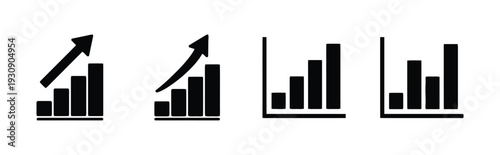 Bar chart icons illustrating upward growth and financial progress