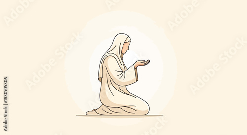 Serene Prayerful Figure In Gentle Supplication