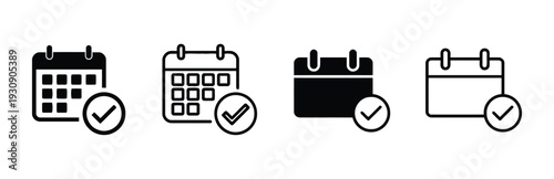 Calendar icons with checkmarks indicating completed tasks or scheduled events