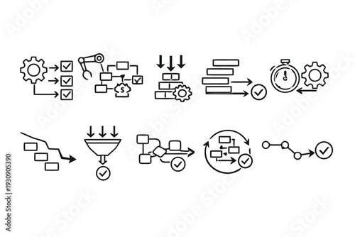 Business process flow chart icons automation workflow optimization