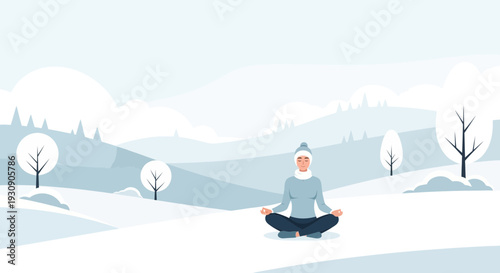 Serene Winter Landscape Zen Meditation Outdoor Calmness
