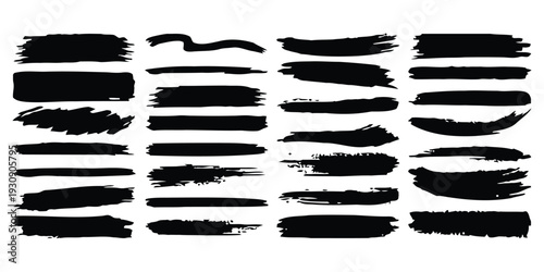 Wallpaper Mural Collection of diverse black brush strokes and splatters on white background Torontodigital.ca