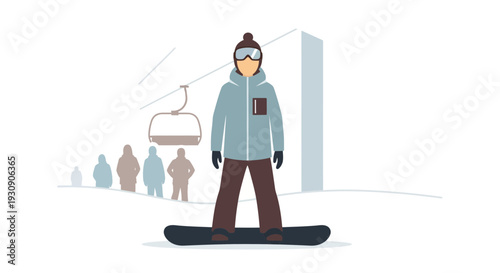 Snowboarder Ready To Conquer Snowy Slopes While Ski Lift Awaits Winter Season Thrills