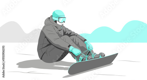 Snowboarder Securing Boots Ready For Mountain Adventure
