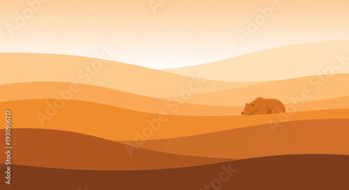 Solitary Bear Slumbering Amidst Warm Desert Dunes