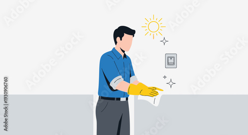 Skilled Janitor Performing Routine Sanitation Tasks With Utmost Care