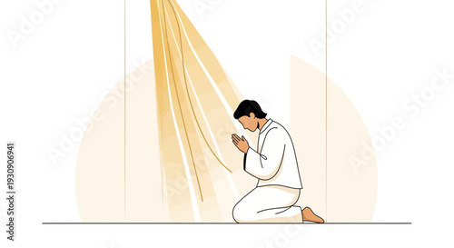 Spiritual Serenity A Person Kneeling in Divine Light Seeking Inner Peace