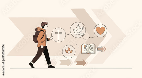 Spiritual Journey Symbols And Life Path Conceptual Art Illustration