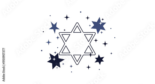 Star Of David Symbol Surrounded By Twinkling Stars Festive Celebration