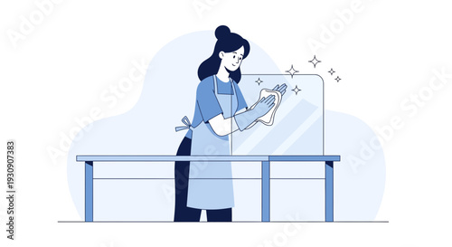 Sparkling Surface Cleanliness Achieved Through Diligent Wiping And Polishing Efforts