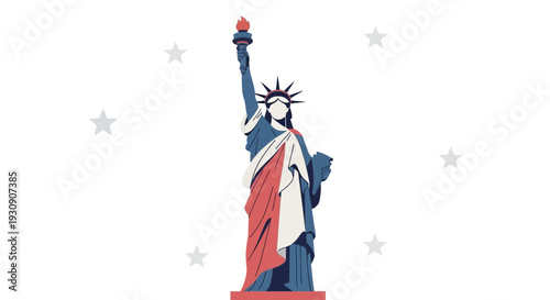 Statue Of Liberty Illustrated, American Symbol, Vector Graphics, And Patriotic Design