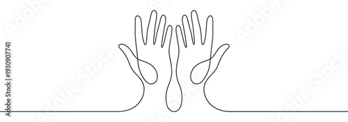 Two hands drawn in a continuous line art style symbolize connection, support, and human interaction through a minimalist design.