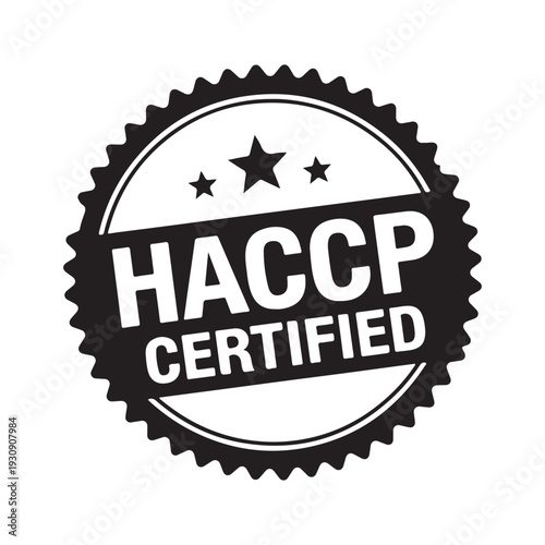 Haccp certified logo on a white background with stars and seal design