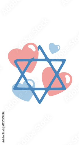 Symbolic Representation of Love and Faith Featuring Star of David With Heart Embellishments