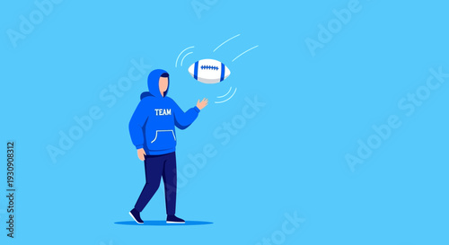 Team Member Practicing American Football Toss