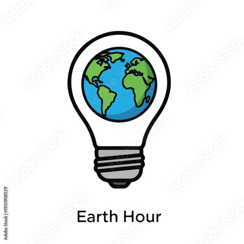 Earth Hour Global Sustainability Light Bulb Illustration