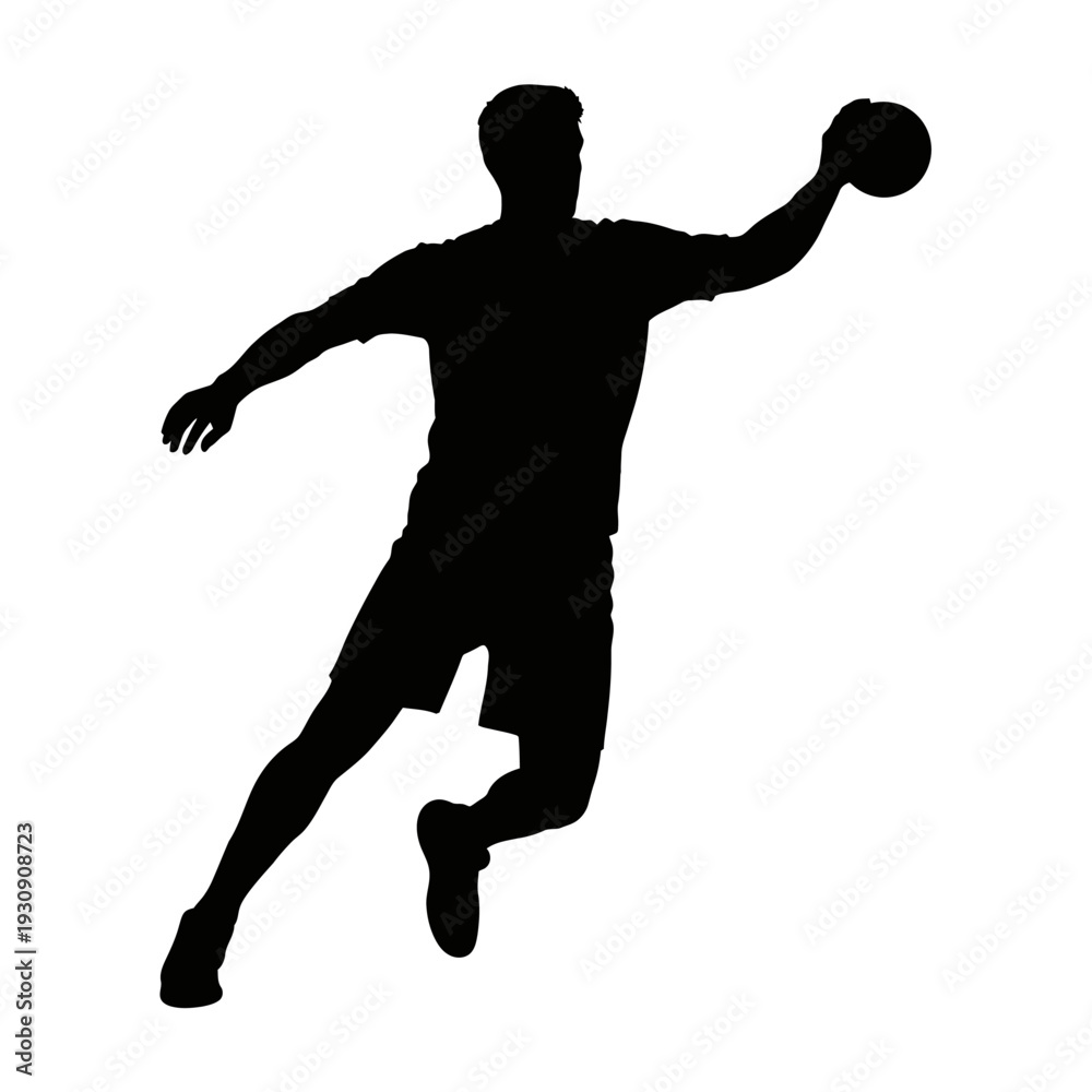 Obraz premium Silhouette of Athlete in Midair with Ball During Dynamic Sports Action.