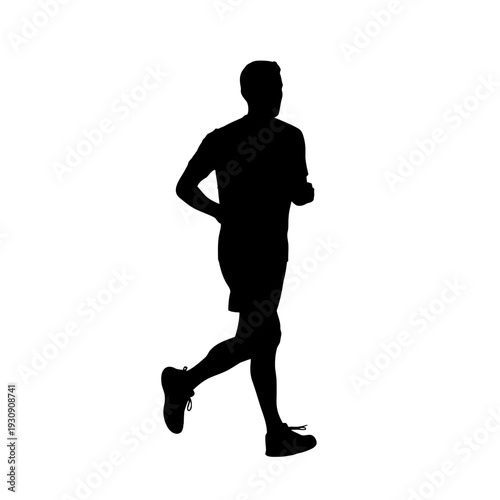 Silhouette of a Runner in Motion During Outdoor Exercise.