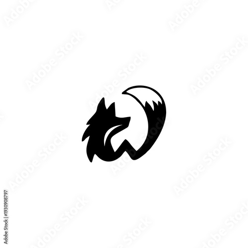 Elegant black head wolf art logo design inspiration