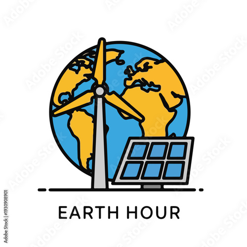 Earth Hour Global Sustainable Energy Illustration