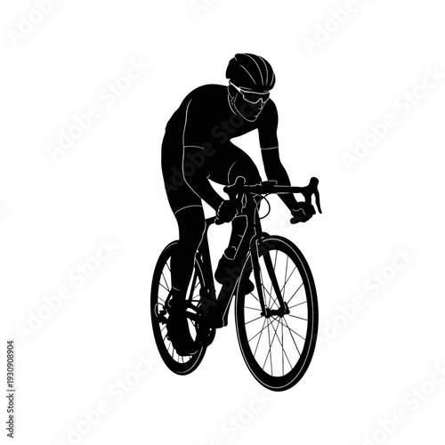 Silhouette of a Cyclist Riding a Bicycle in Action.