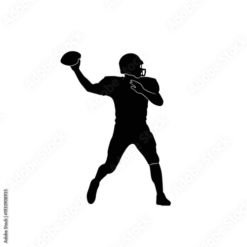 Silhouette of a quarterback throwing a football in action.