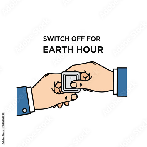 Earth Hour Energy Saving Illustrations: Hands Switching Off Lights