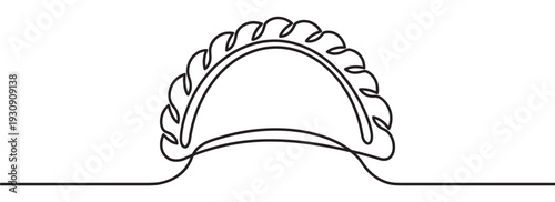 Continuous line drawing of a delicious dumpling illustration captures the simple elegance of traditional culinary art with a modern minimalist aesthetic.