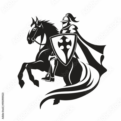 Knight on horseback vector illustration isolated against white background