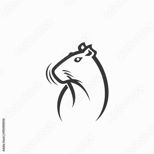 Minimalist guinea pig line art illustration on white background