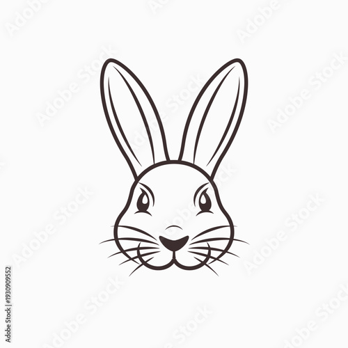 Minimalist rabbit face illustration with long ears and whiskers design