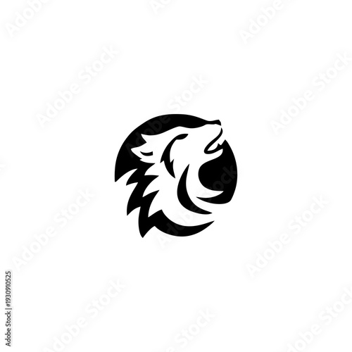 Elegant black head wolf art logo design inspiration