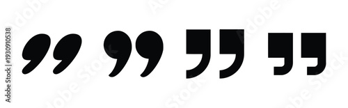 Collection of quotation marks and inverted commas in black outline vector on white background