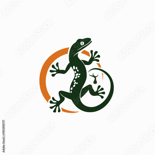 Stylized lizard illustration graphic design element on white background