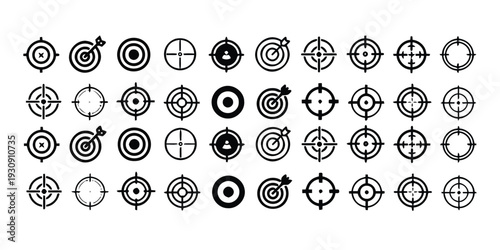 Collection of target icons with crosshairs in various styles