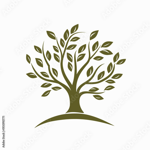 Stylized olive tree illustration isolated on white background symbol concept