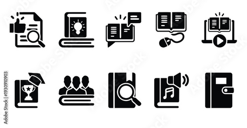Education and learning icons for knowledge acquisition and online courses