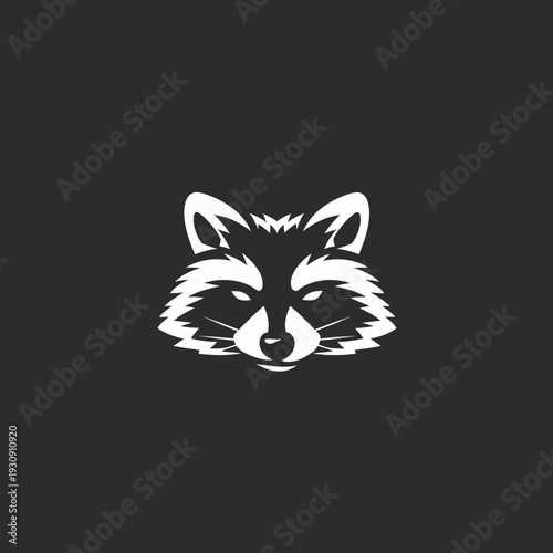 Stylized raccoon head graphic design isolated on a dark background concept