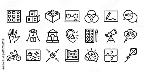 Education and learning icons for school and early childhood development