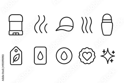Deodorant icons collection fresh and organic personal hygiene symbols