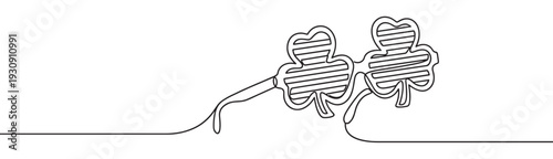 Shamrock glasses continuous line drawing illustration for St. Patrick's Day celebration and festive Irish party events.
