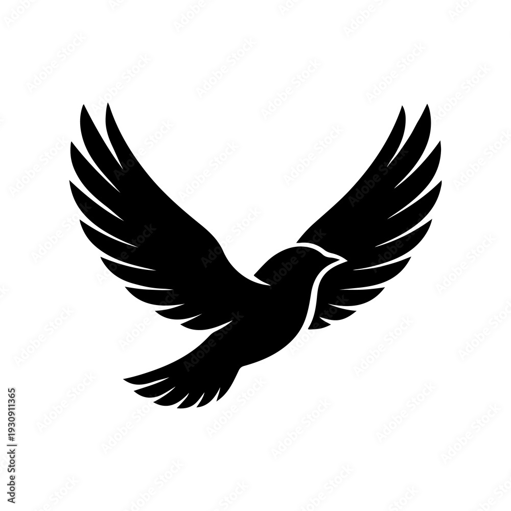 Fototapeta premium Black silhouette vector of flying dove