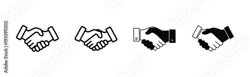 Four handshake icons symbolizing agreement and partnership