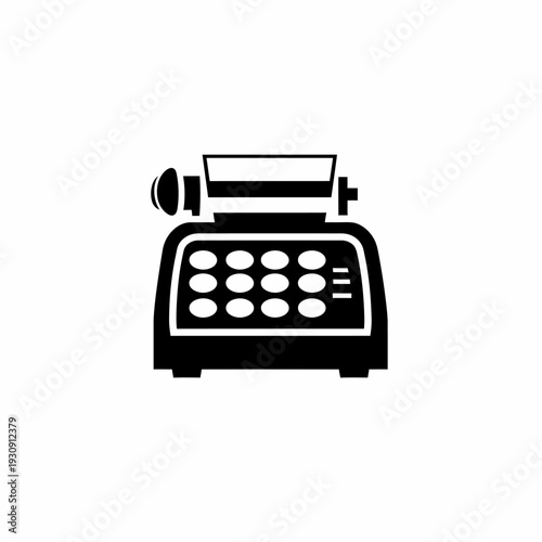 Vintage cash register icon isolated black and white symbol on white