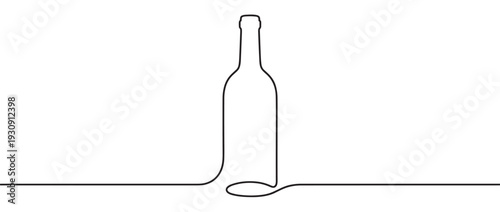 Continuous line drawing of a wine bottle with a modern and artistic aesthetic perfect for various design projects.