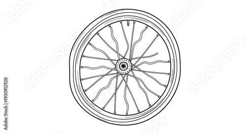 Detailed Illustration of Bicycle Wheel Spokes.