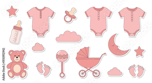 Baby Clothes and Nursery Items Illustration.