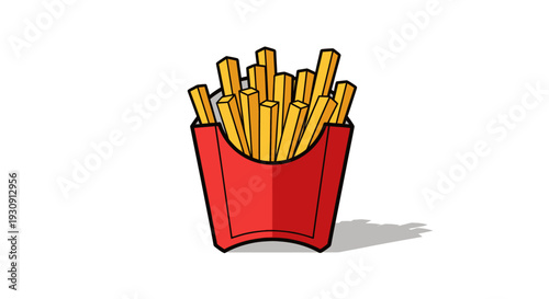 French Fries in Red Container Illustration.