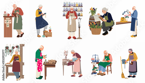 Active Elderly Small Business Owners: Managing Finances, Inventory, and Daily Operations with Precision and Experience.