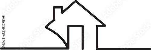 one line logo design of real estate house market agency. one line Icon drawing